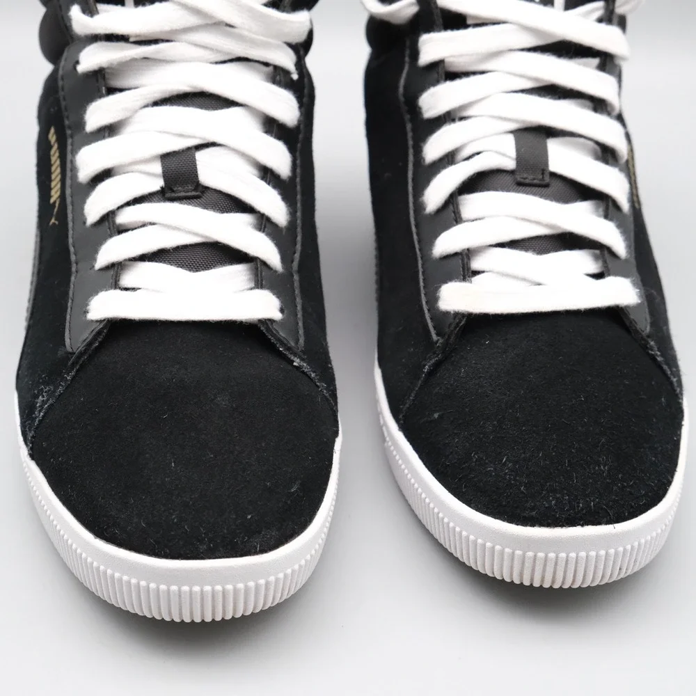 Puma Vikky Wedge Women Black Suede Hidden Heel Streetwear 8 356049 01